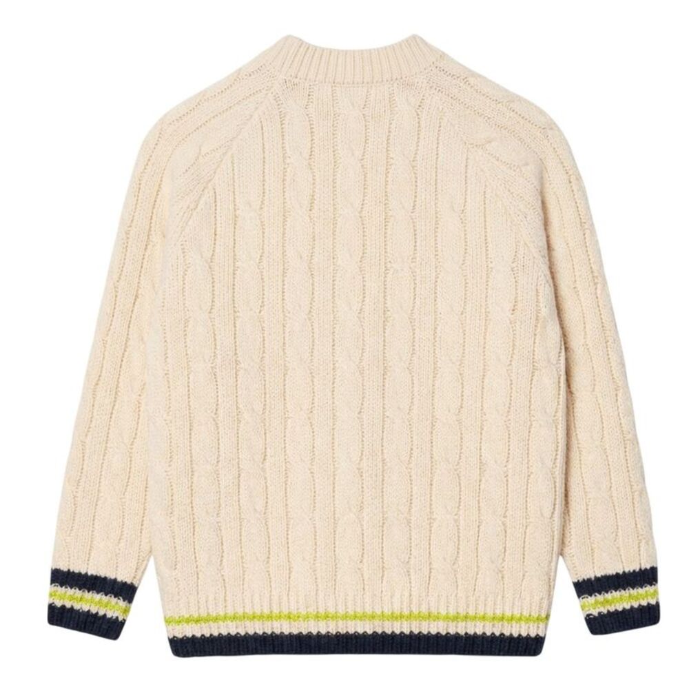 Lacoste Womens/Ladies V Neck Oversized Tennis Sweatshirt / Cream - Picture 2 of 2